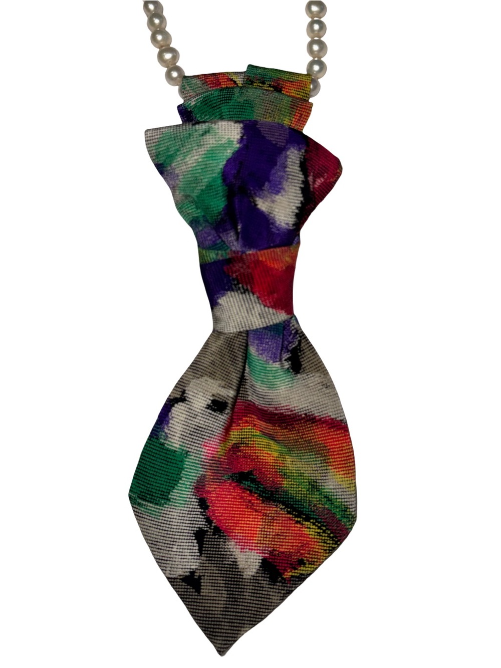 VINTAGE ABSTRACT SILK TIE (NECKLACE NOT INCLUDED)